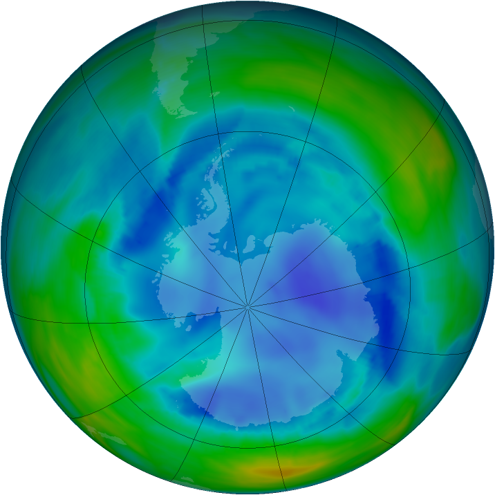Antarctic ozone map for 13 August 2006